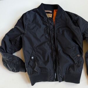 Alpha Industries Black MA-1 Bomber Jacket with Orange Lining SZ Med